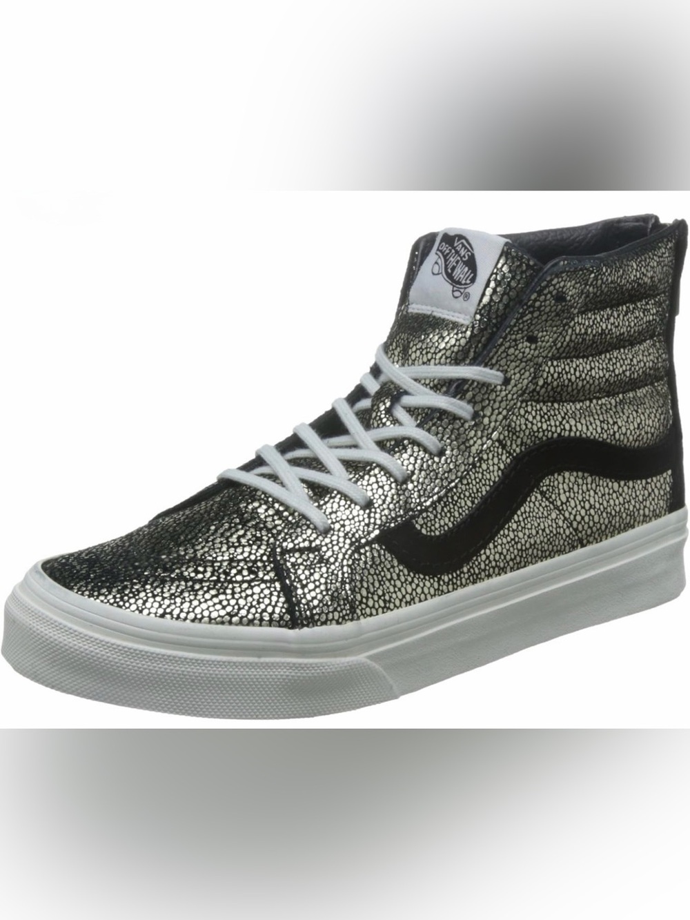 VANS SK8-Hi Slim Metallic Gold Black Leather High Top Sneaker Women 6.5 / Men 5